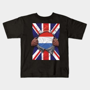 Netherlands Flag Great Britain Flag Ripped - Gift for Dutch From Netherlands Kids T-Shirt